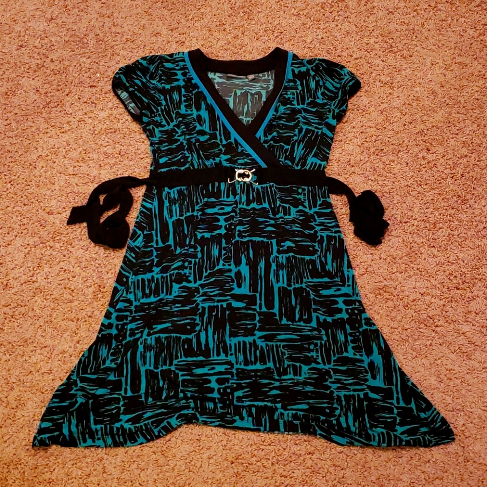 Teal and black dress